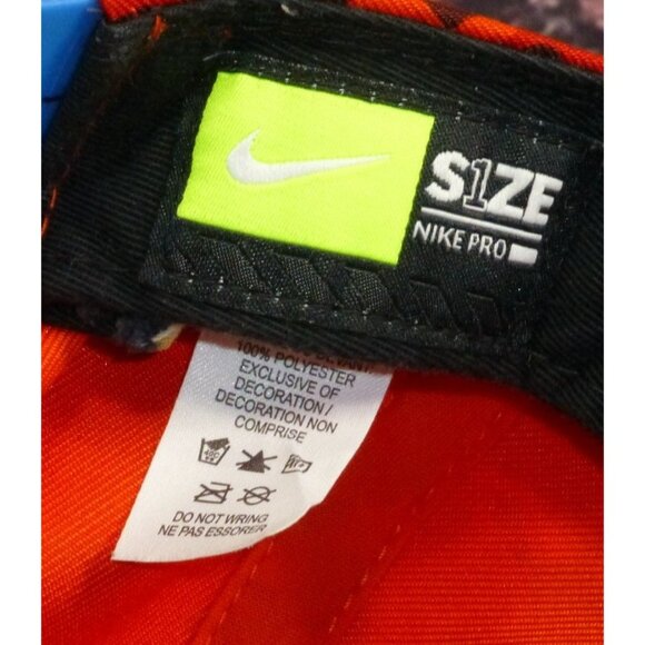 Nike Pro Snapback Hat Orange Camouflage Print With Blue Brim Adjustable Fit - Picture 6 of 6